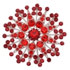 Flower Brooch - Red (Silver Plated)